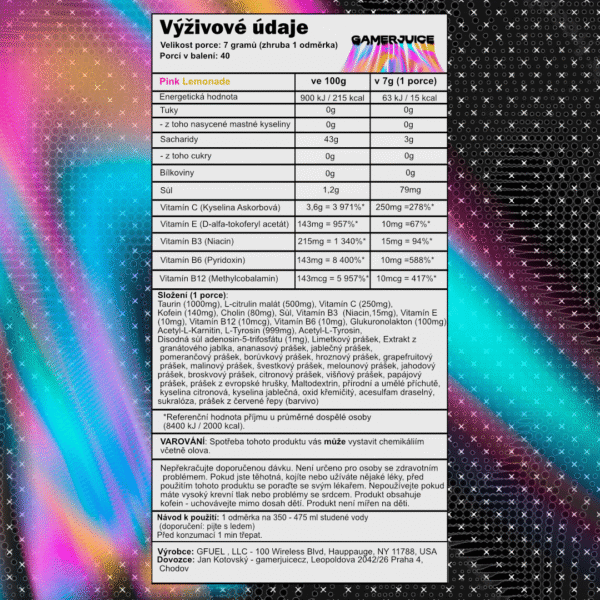G FUEL Pink Lemonade - svěží limonáda - Obrázek 3