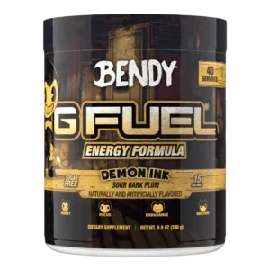 G Fuel energy formula container labeled Demon Ink, Sour Dark Plum flavor, 40 servings (dietary supplement)